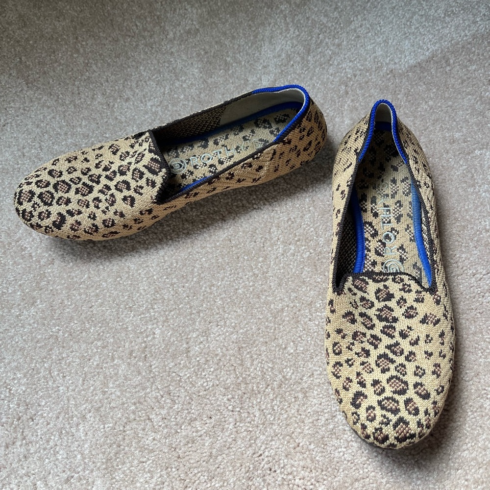 Rothy's Brown Leopard Animal Print Slip On Loafers Flats Shoes Sz. 8 - Picture 1 of 5